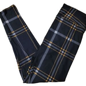 Gigi + Jax Kids Black Plaid Leggings with Yellow and Gray Windowpane